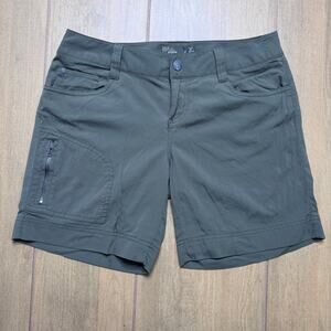 prAna Women’s Hazel Hiking Shorts - Green Cargo Outdoor Trail Zip Pocket - 2